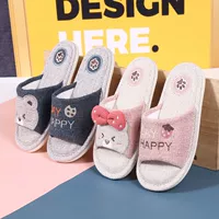 Летние мультяшные комфортные нескользящие женские тапочки на платформе, для влюбленных