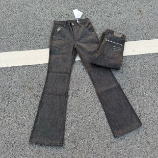 微喇牛仔裤 修身 男春季 黑四线窄幅拉链长裤 子 黑色潮裤 明星同款