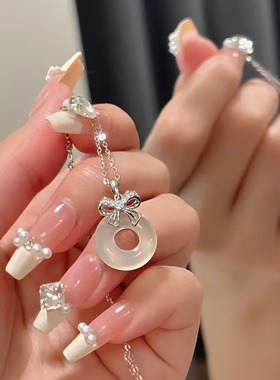 蝴蝶结平安扣白玉髓项链女ins爆款国风新中式送闺蜜女友生日礼物