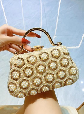 MissingYou新款轻奢复古珍珠包搭配礼服晚宴包时尚气质小手拿包包
