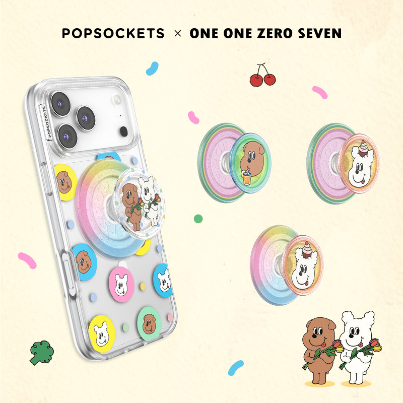 【夏日友达号】PopSockets泡泡骚x1107吐舌小狗系列磁吸式气囊手机支架苹果iPhone17/16 夏日小狗 波点条纹