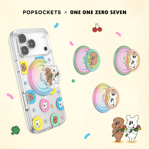 【夏日友达号】PopSockets泡泡骚x1107吐舌小狗系列磁吸式气囊手机支架苹果iPhone17/16 夏日小狗 波点条纹