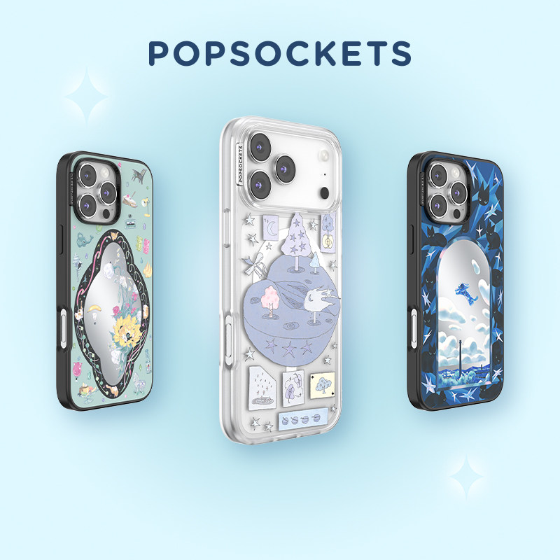 【幻想曲·手机壳】PopSockets泡泡骚磁吸防摔手机壳苹果iPhone17/16ProMax/Pro 镜面 苹果 星星 树洞 花花 - 实物图