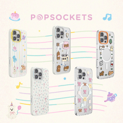 【柔软音乐会·手机壳】PopSockets泡泡骚新款磁吸气囊支架防摔手机壳适用苹果iPhone16/15/Pro Max小狗 碎花