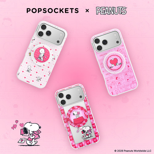 【史努比的情书·手机壳】PopSockets泡泡骚x史努比系列磁吸防摔手机壳苹果iPhone17/16ProMax/Pro 爱心格纹
