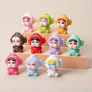 立体哭娃公仔树脂DIY配件车载桌面微景观摆件钥匙扣吊坠装饰材料