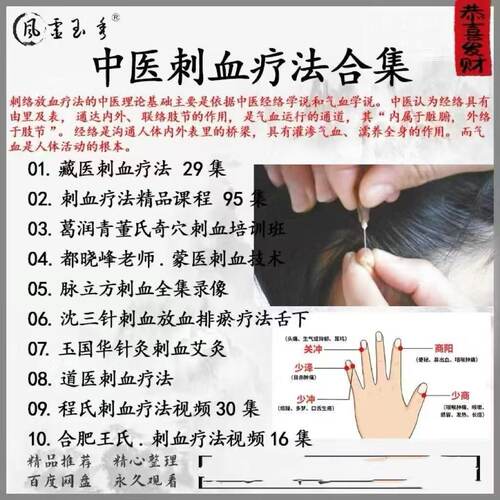 中医针刺l络放血疗法视频教程全集讲解针灸放血操作方法课程