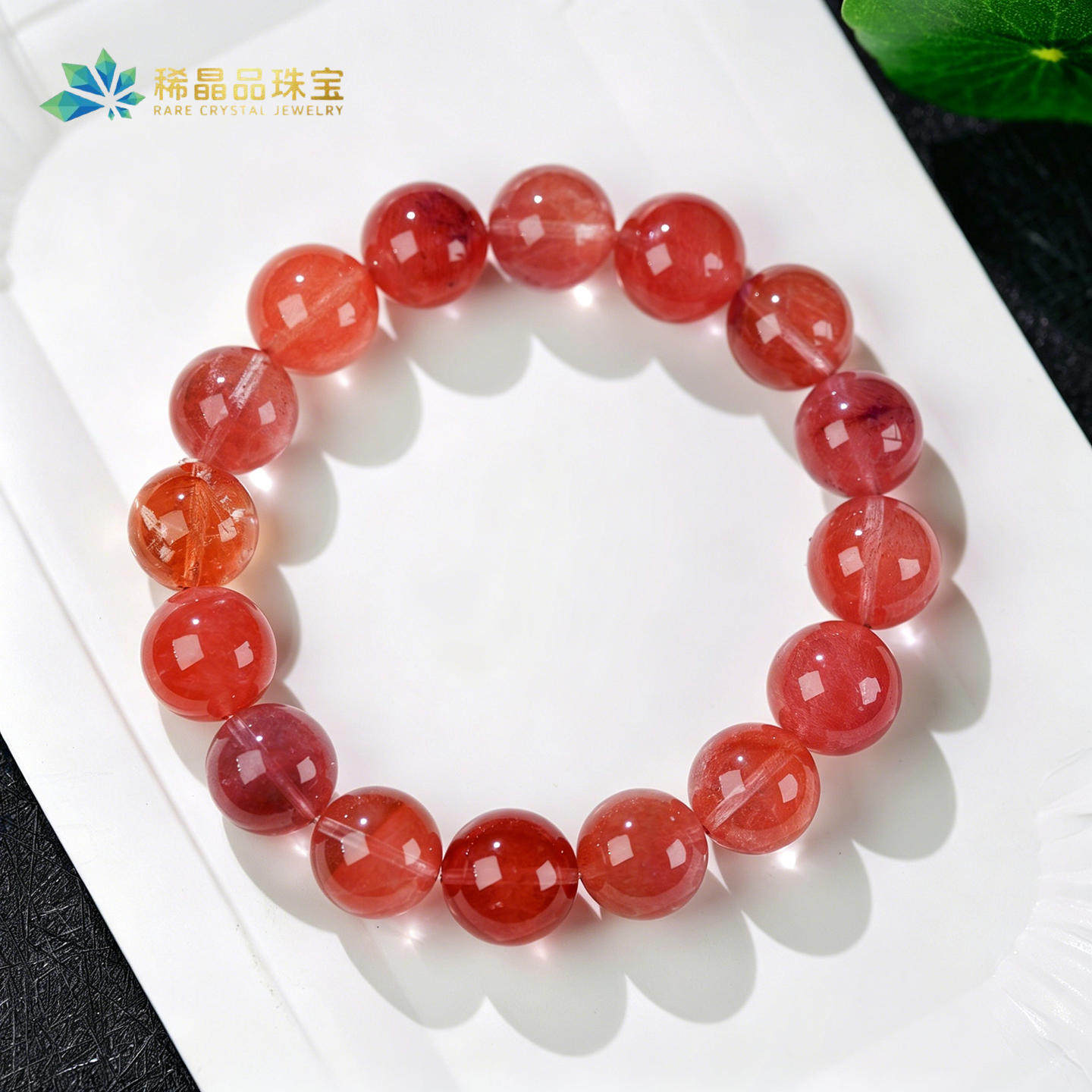 稀晶品收藏级天然橘粉超七共生手串黑加仑黄红紫发超七水晶手链