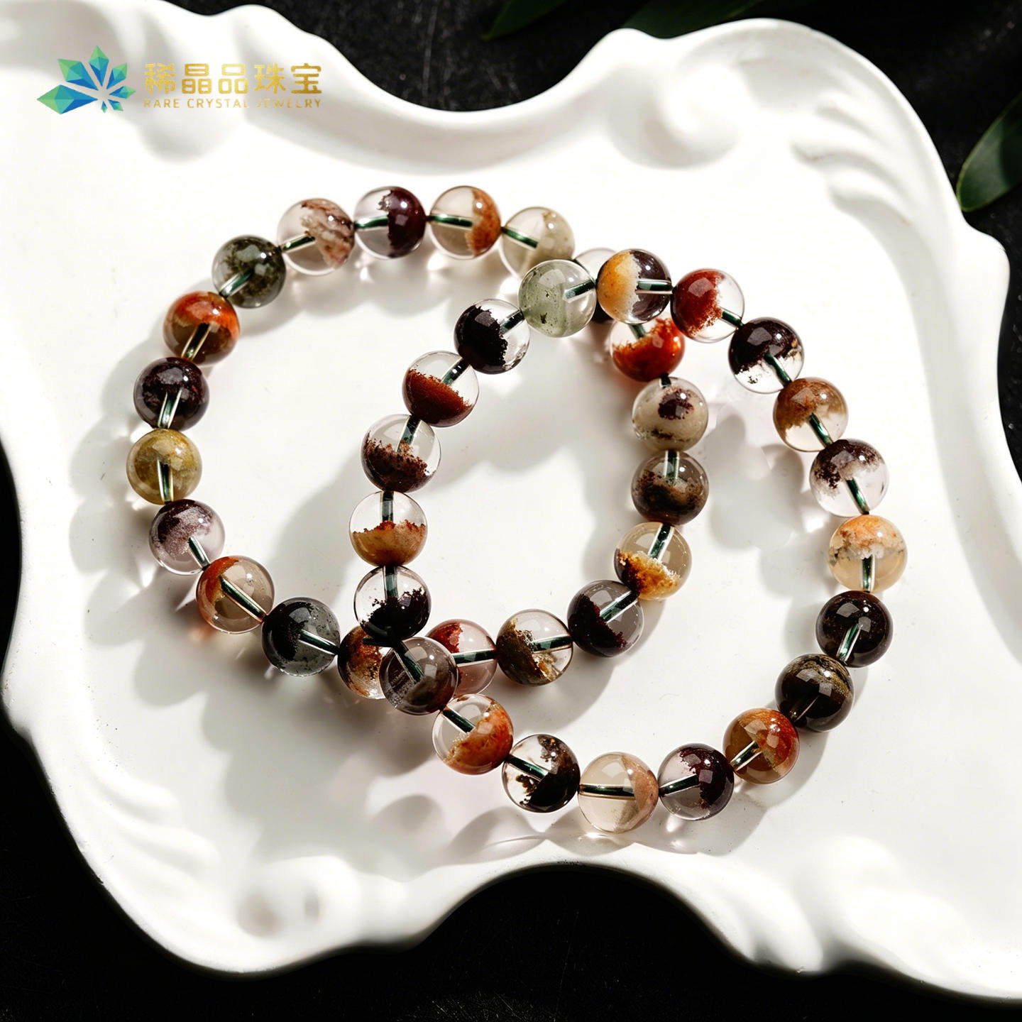 稀晶品收藏级天然聚宝盆四季幽灵手串巴西老矿彩幽灵水晶单圈手链