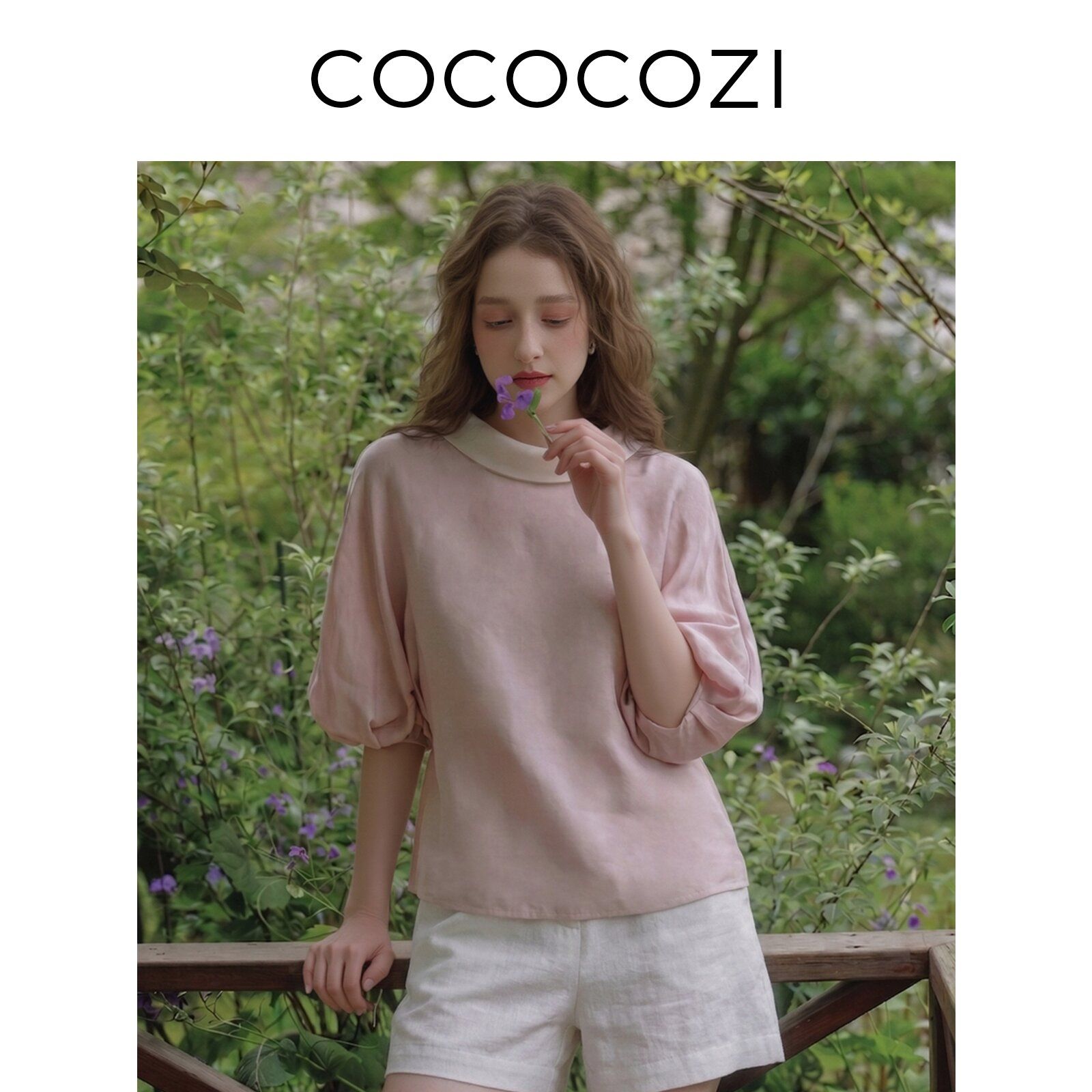 COCOCOZI早秋优雅中袖气质显瘦设计感精致拼接衬衫上衣女图片