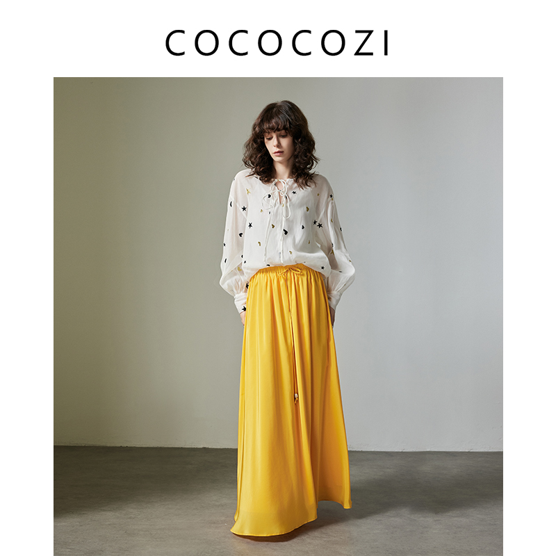COCOCOZI【城市漫步】2025轻奢简约夏宽松爱心刺绣百搭衬衫上衣女