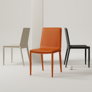 2026新款马鞍皮餐椅意式极简家用餐厅靠背椅子酒店高端餐桌椅凳子