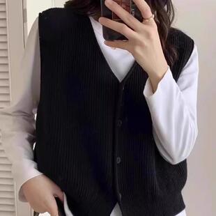 冬季开衫女士毛衣针织马甲女款2026新款时尚背心马夹衬衫叠穿外穿