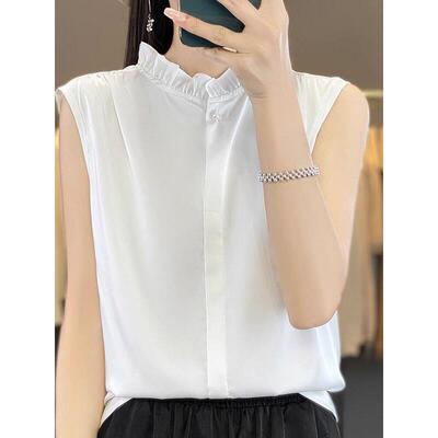 直筒型百搭套头无袖木耳边