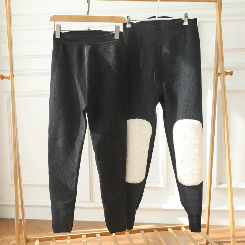 外贸出口羊毛裤男女冬季新款高领加绒护膝保暖羊绒裤子棉裤打底裤