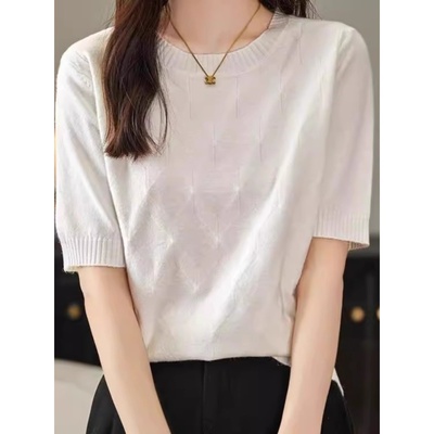 套头圆领套头纯色针织衫