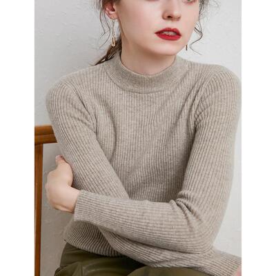 白色半高领羊毛针织衫女秋季洋气高级感内搭打底毛衣羊绒加厚上衣