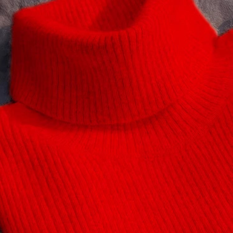 红色高领毛衣女秋冬加厚修身内搭