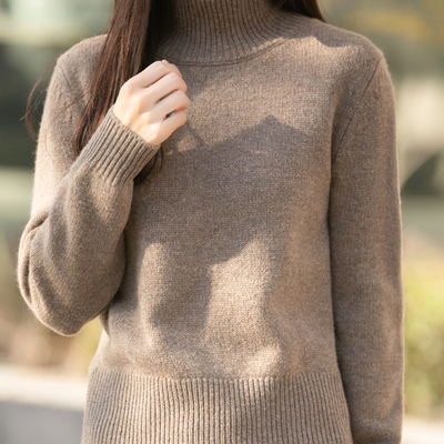 秋冬两面穿高领宽松针织衫女