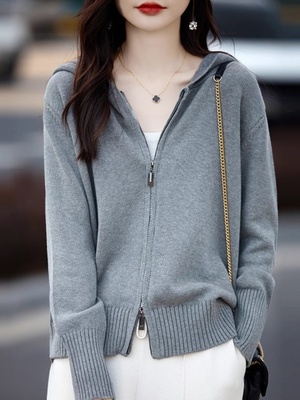 纯棉开衫毛衣外套秋季加厚