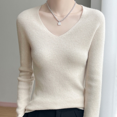 高级感V领打底衫女秋冬新款