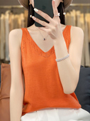 西装 打底衫 内搭 薄款 莱赛尔桑蚕丝天丝V领羊毛针织吊带背心女无袖