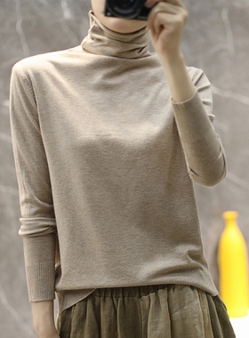 【反季清仓】秋季羊绒衫女堆堆领短款套头毛衣高领修身打底针织衫