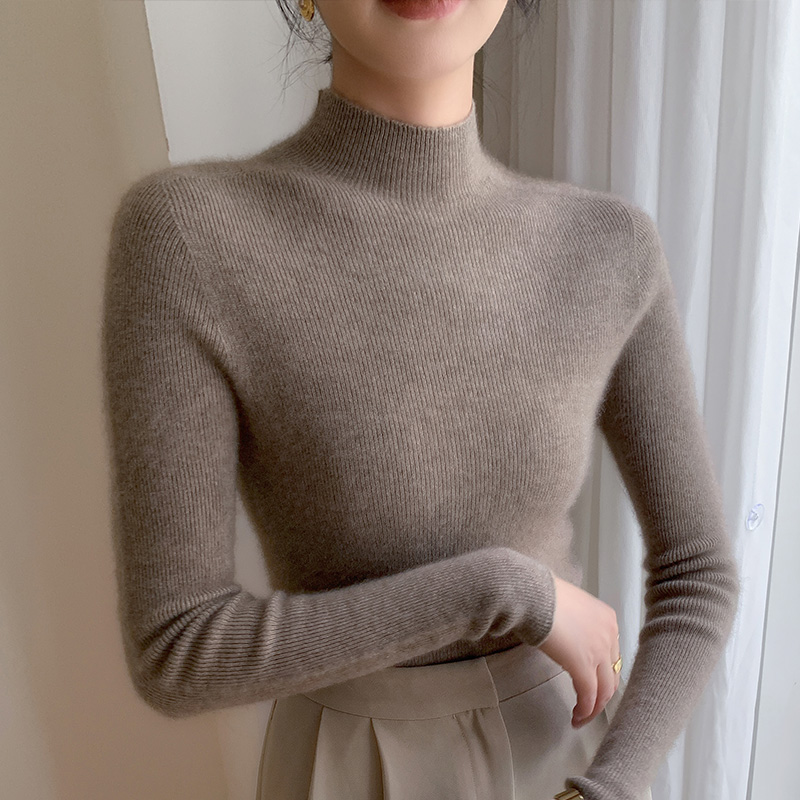 半高领针织打底衫女内搭秋季修身羊毛衫加厚显瘦百搭气质长袖上衣