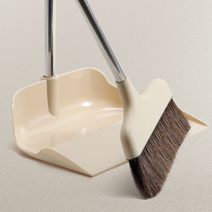 家用鬃毛扫把簸箕套装猪鬃马毛扫帚组合不易粘发扫地侧倒垃圾铲子