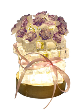 玫瑰花冰块小夜灯成品手工diy材料520情人节礼物送女友闺蜜生日