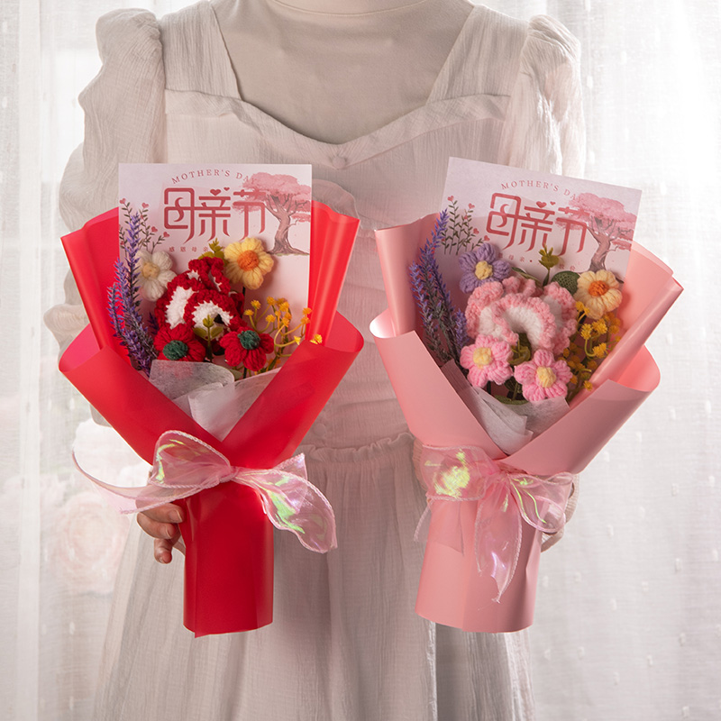 康乃馨针织小花束母亲节妈妈礼物