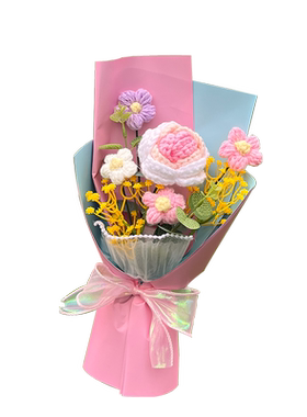 玫瑰针织小花束毛线编织花女生闺蜜生日咧送女友表白拍照永生花
