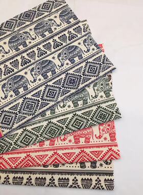 骑兵斜复合布防水大象图案书包桌布沙发抱枕印花面料3码起售包邮