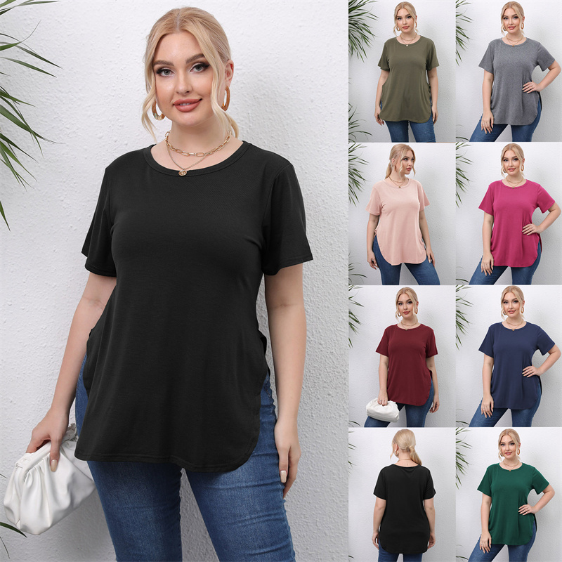 L-4XL fat women T shirt plus size summer ladies blouse tops