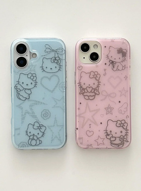 天使星星kt适用苹果16手机壳iPhone15promax新款p70华为mate60荣耀200小众vivos19卡通oppo小米14红米note13