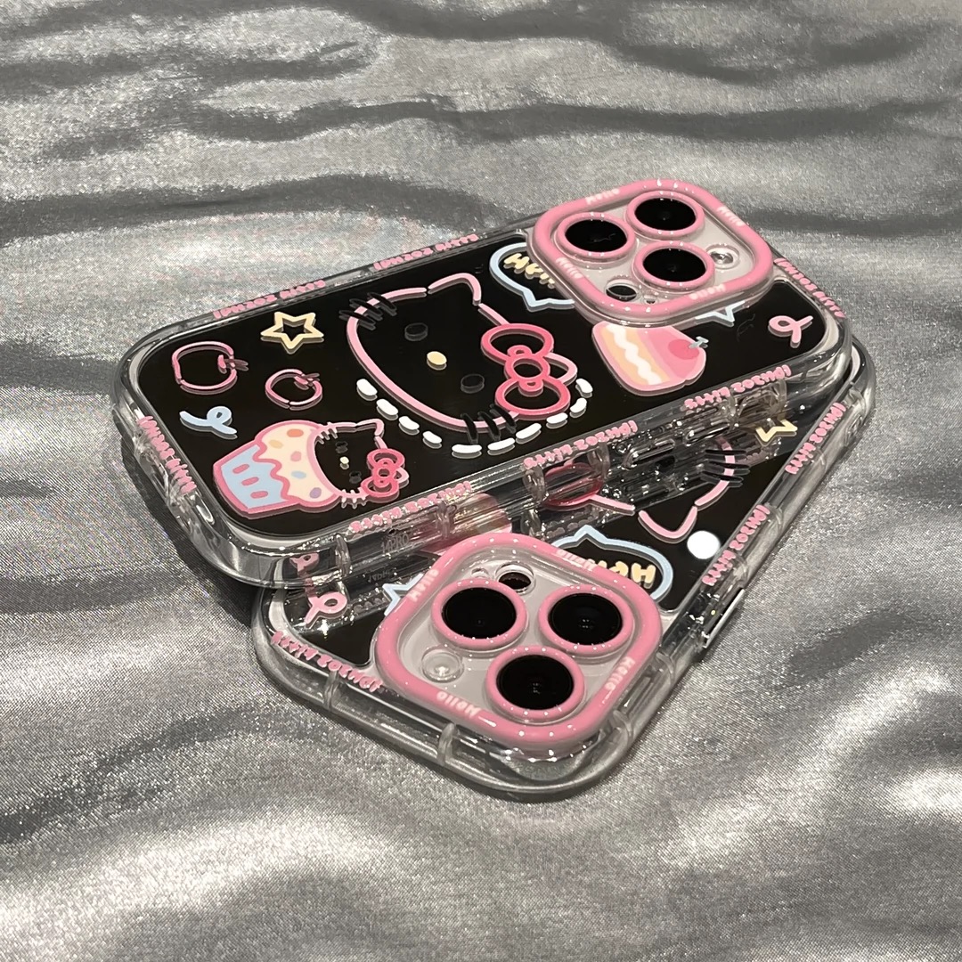 苹果可爱保护套粉色凯蒂猫镜面壳