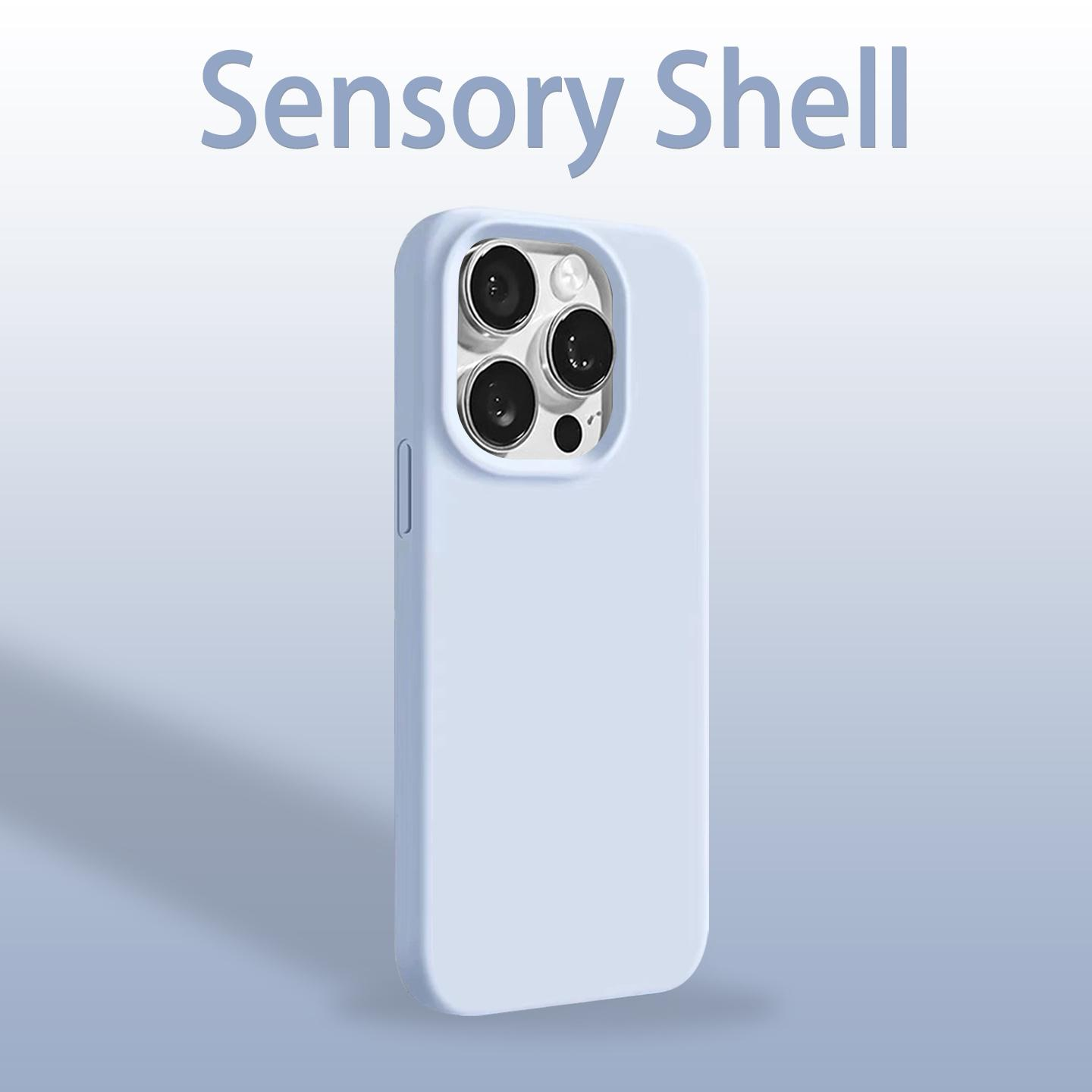 高颜值浅蓝软糯适用苹果17pro手机壳iPhone15新款16promax华为mate70荣耀200男vivos20极简oppo小米14红米13