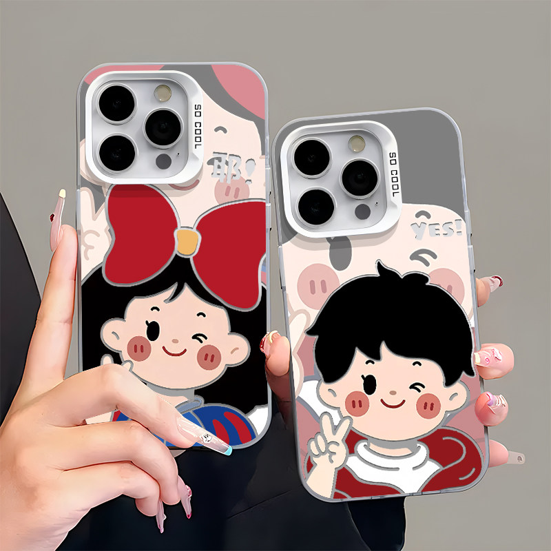 可爱情侣适用苹果16pro手机壳iPhone15promax新款13/12华为Pura70mate60荣耀90防摔11小米14彩银vivo卡通oppo