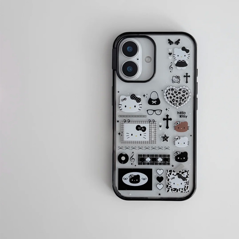 黑色y2kKitty猫适用iphone17promax手机壳苹果15pro新款16promax可爱13pro日韩12保护套11防摔14软边亚克力15