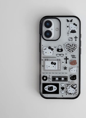 黑色y2kKitty猫适用iphone17promax手机壳苹果15pro新款16promax可爱13pro日韩12保护套11防摔14软边亚克力15