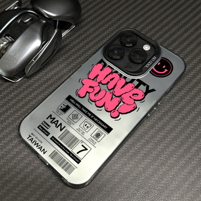 玫红英文标签硅胶个性全包防摔