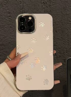 小猫爪印适用苹果16手机壳iPhone15promax晕染新款华为mate60荣耀vivos19时尚opporeno12小米14红米note13女