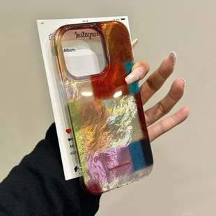 多彩格纹适用苹果16手机壳iPhone15promax晕染14新款 12华为mate60荣耀200小众vivox100小米13防摔oppo创意k70