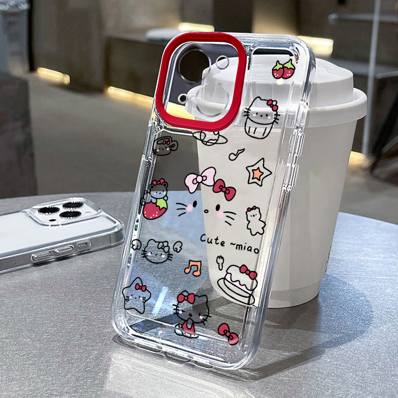 少女心kt猫适用苹果14/16手机壳iPhone15promax新款nova12华为mate60荣耀90防摔11小米13透明vivo可爱oppok70