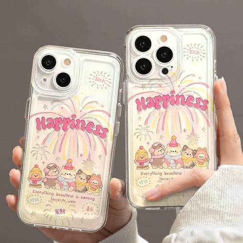 烟花小动物手机壳可爱全包防摔