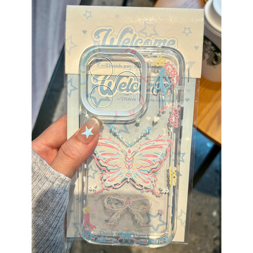 个性创意全包超薄透明手机壳蝴蝶