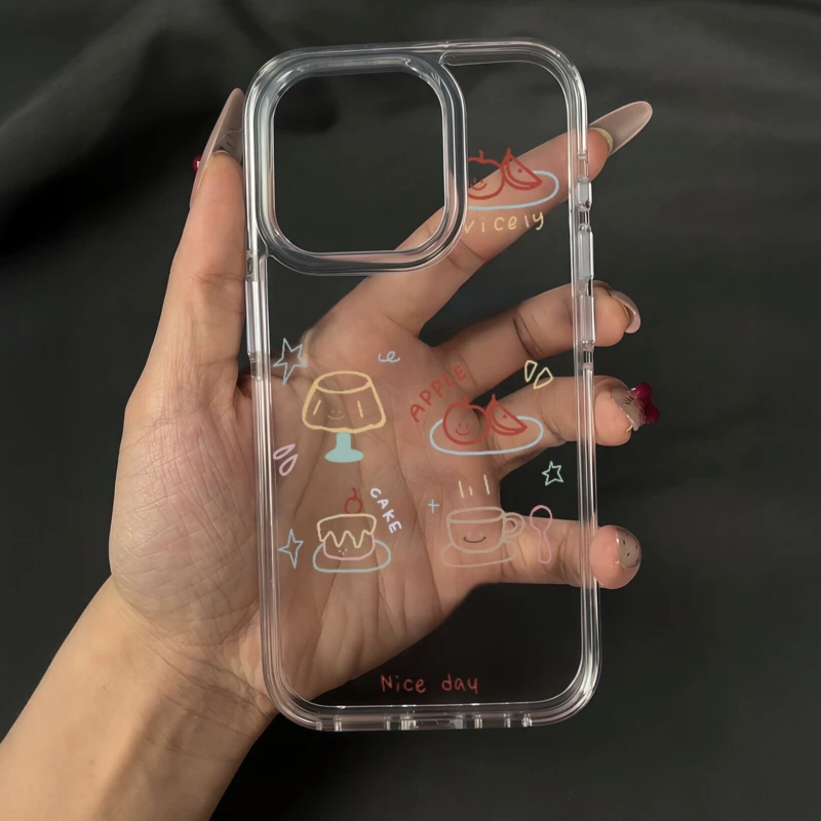 线条餐盘涂鸦适用苹果17手机壳iPhone15promax新款16pro华为p70荣耀300防摔小米14透明vivoppo全包软壳findx8