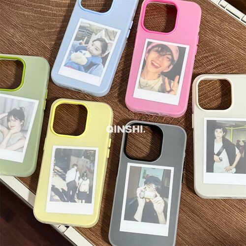 ins风纯色磨砂适用iphone16pro手机壳苹果15promax新款14情侣13二合一12简约DIY照片11硅胶防摔全包软壳plus