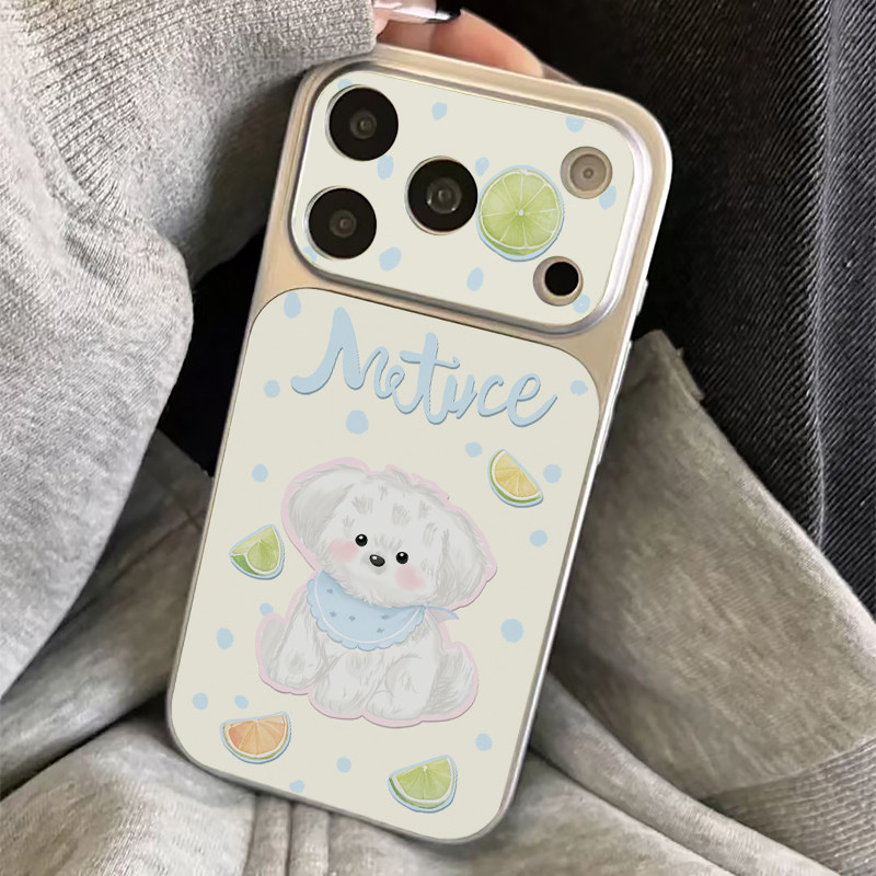 柠檬小狗适用苹果16promax手机壳iPhone15新款13华为mate80荣耀p70电镀秒变壳opporeno15小米17pro卡通红米14