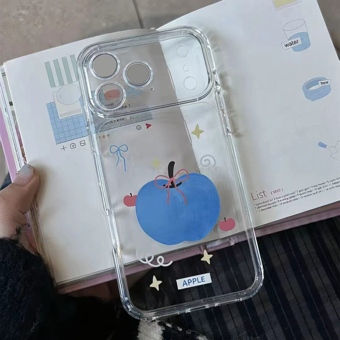 丝带蓝苹果适用苹果17手机壳iPhone16promax新款15pro华为p70荣耀500防摔14小米17透明vivo全包oppo软findx8
